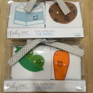 NWT 2 Sets of 3-6 month one piece for twins-Peas and Carrots/Cookies and Milk